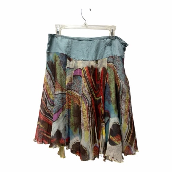 Rangoon 100%Silk Layered Skirt, One of a Kind Abstract Art Creation - Picture 6 of 17